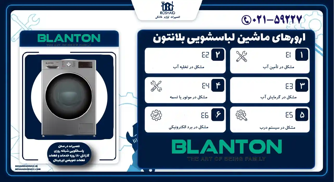 ارورهای ماشین لباسشویی بلانتون